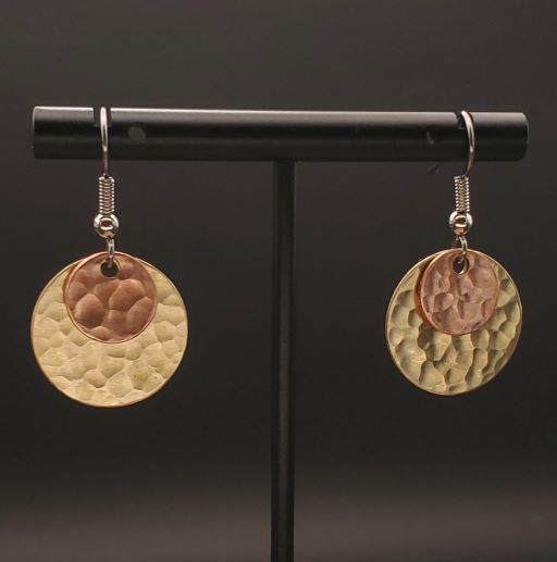 Fern - Silver Prophecy Jewelry - Copper Earrings, Dangle Earrings, earrings with movement, Gift for her, gold alternative earrings, gold alternative gift, hammered brass, Hammered Copper, Handmade, Lightweight Jewelry, Unique gift for her - Dangle Earrings