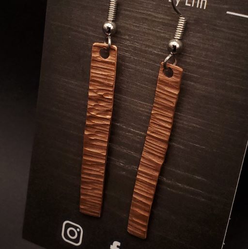 Ginger - Silver Prophecy Jewelry - Bar Earrings, Copper Earrings, Gift for her, hammered bar earrings, Hammered Copper, Unique bar earrings, Unique gift for her - Dangle Earrings