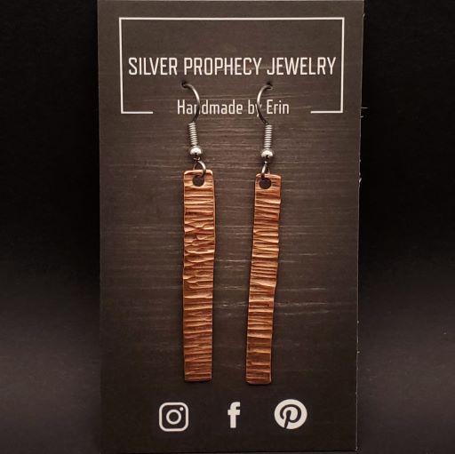 Ginger - Silver Prophecy Jewelry - Bar Earrings, Copper Earrings, Gift for her, hammered bar earrings, Hammered Copper, Unique bar earrings, Unique gift for her - Dangle Earrings