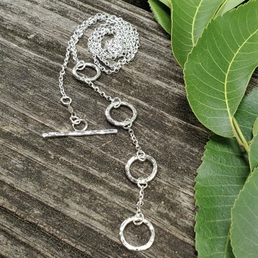 Simone - Silver Prophecy Jewelry - Gift for her, Hammered Silver, Handmade, Lightweight Jewelry, Necklace, Sterling Silver, Toggle and clasp necklace - Necklace