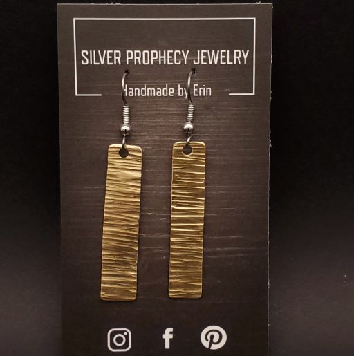 Thea - Silver Prophecy Jewelry - Dangle Earrings, earrings with movement, Gift for her, gold alternative earrings, gold alternative gift, hammered brass, Handmade, Lightweight Jewelry, long bar earrings, Unique gift for her - Dangle Earrings