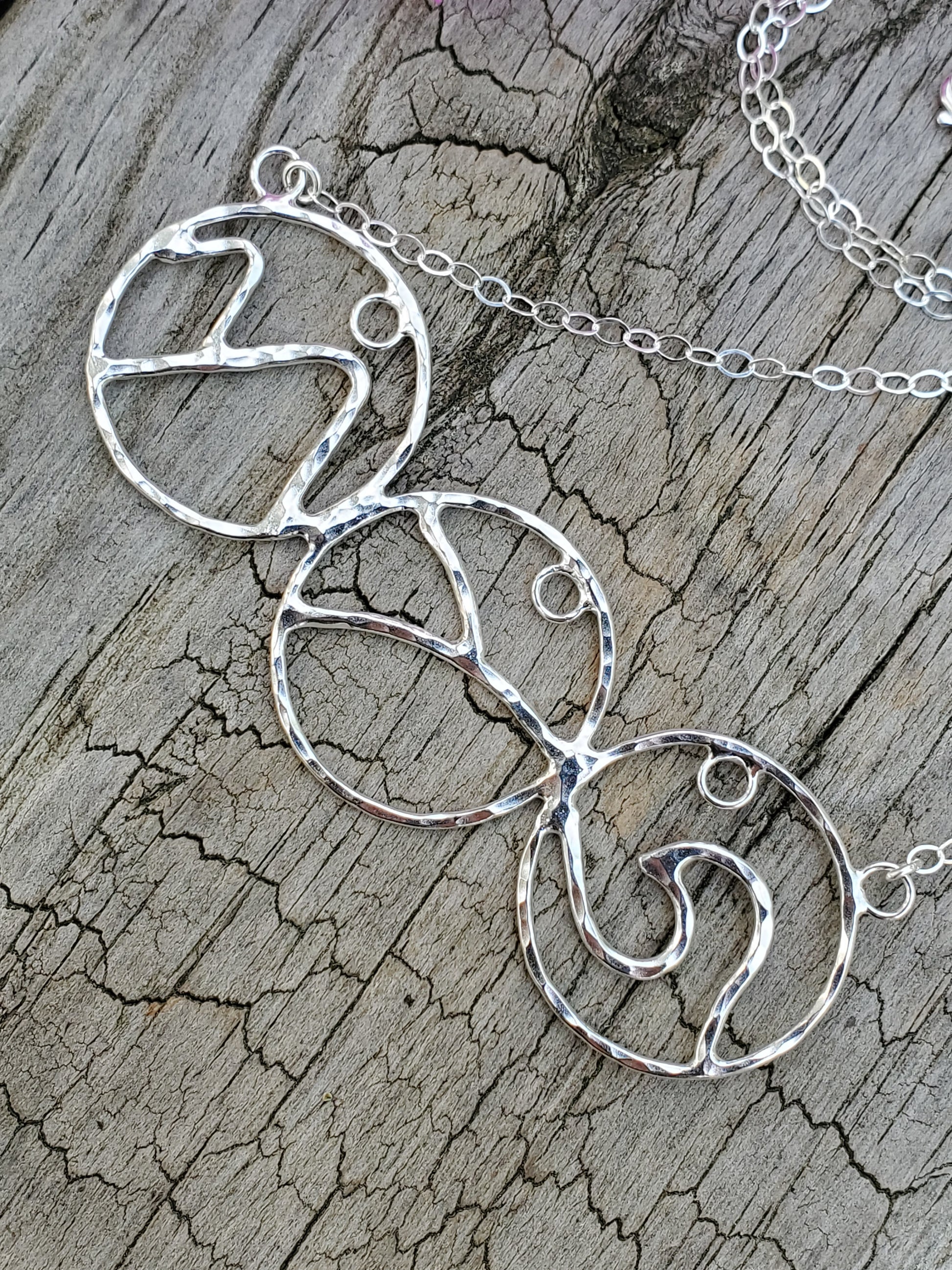 NC All Regions Necklace - Silver Prophecy Jewelry - Hammered Silver, Handmade, Lightweight Jewelry, mountain scene, necklace, Sterling Silver - Necklace