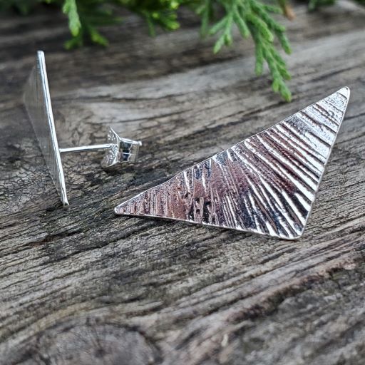 Athena - Silver Prophecy Jewelry - earrings, Hammered Silver, Handmade, Lightweight Jewelry, Post Earrings, Sterling Silver, Triangle Earrings - Post Earrings