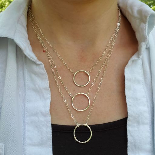 Aurora - Silver Prophecy Jewelry - Circle necklace, Hammered Silver, Handmade, Lightweight Jewelry, necklace, Simple Necklace, Sterling Silver - Necklace