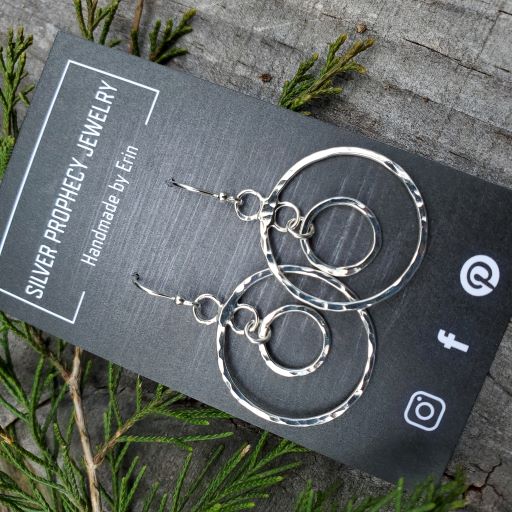 Claire - Silver Prophecy Jewelry - Dangle Earrings, geometric, Hammered Silver, Handmade, Lightweight Jewelry, Sterling Silver - Dangle Earrings