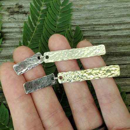 Edna - Silver Prophecy Jewelry - Double bar Earrings, Hammered Silver, Handmade, Lightweight Jewelry, Post Earrings, Sterling Silver - Post Earrings