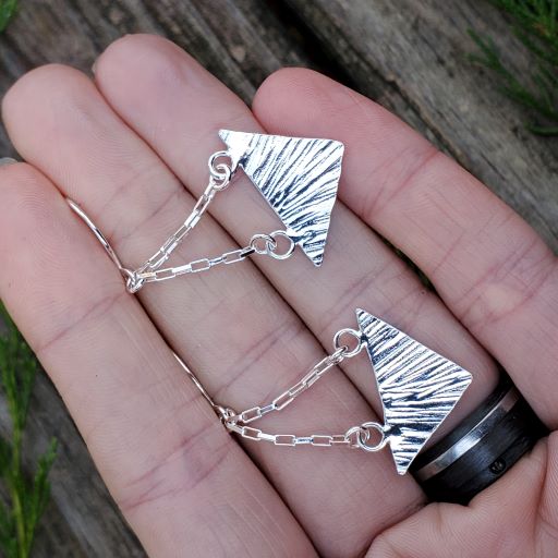 Mallory - Silver Prophecy Jewelry - Dangle Earrings, Hammered Silver, Handmade, Lightweight Jewelry, Sterling Silver, Triangle Earrings - Dangle Earrings