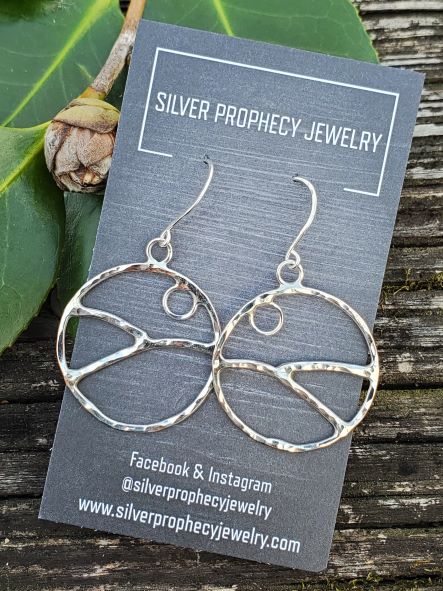 NC Region Piedmont Hoops - Silver Prophecy Jewelry - Dangle Earrings, Hammered Silver, Handmade, Lightweight Jewelry, North Carolina, Sterling Silver - Dangle Earrings