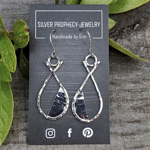 Rachel - Silver Prophecy Jewelry - Dangle Earrings, geometric Earrings, Hammered Silver, Handmade, Lightweight Jewelry, Sterling Silver, Teardrop Earrings, Unique Earrings, Unique shape - Dangle Earrings