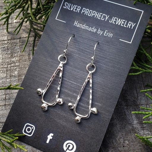 Rebecca - Silver Prophecy Jewelry - Dangle Earrings, geometric, Hammered Silver, Handmade, Lightweight Jewelry, Sterling Silver - Dangle Earrings